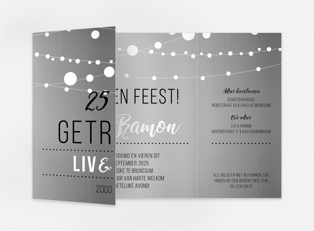 Lortye Feestje 045 Uitnodiging Tenerif Zilver
