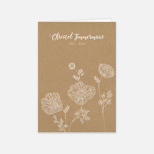  Lortye RK Rouwbrief Witte bloemen kraft
